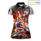 Custom Silver Orange Flame American Flag Bowling Shirts, Bowling League Team Jersey