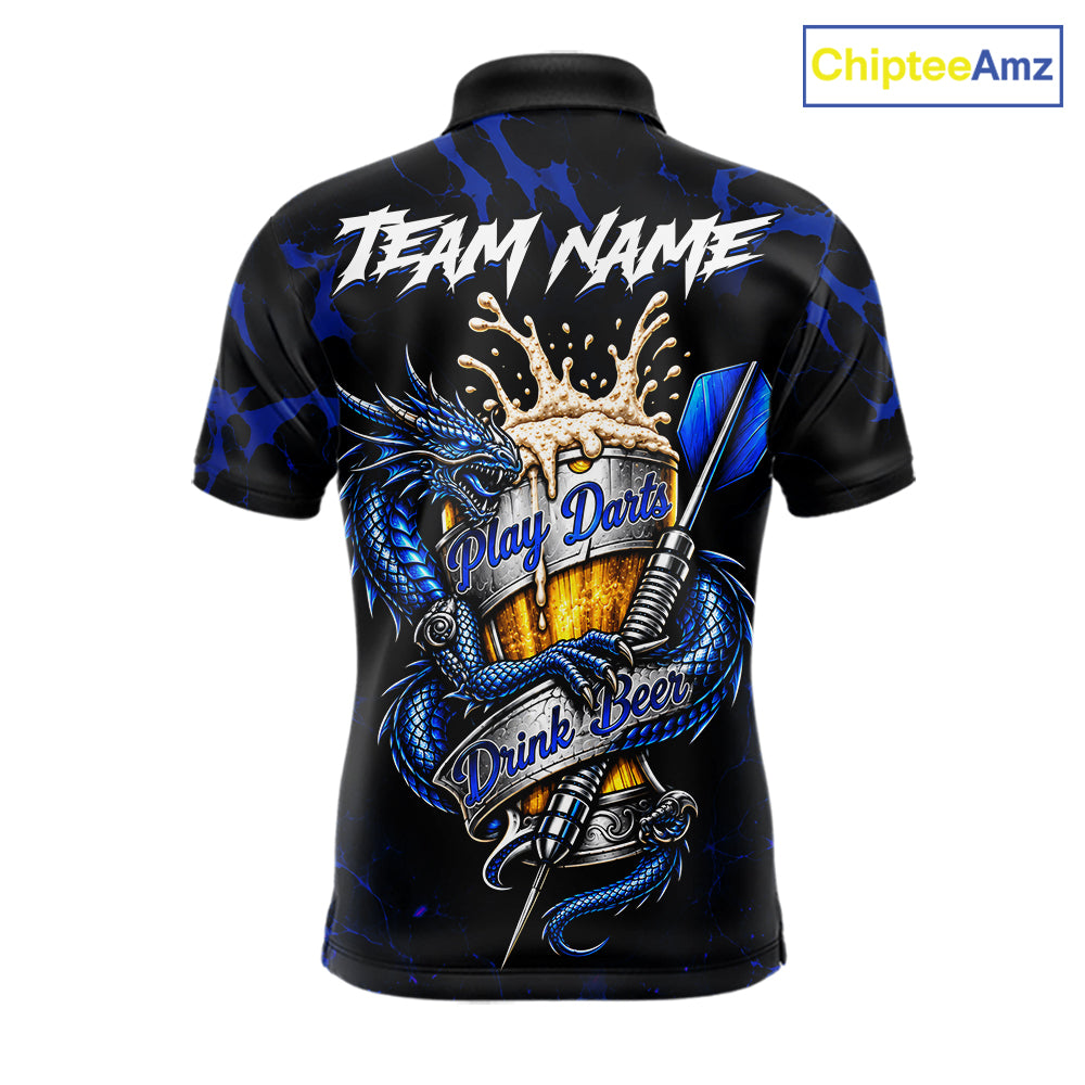 Black And Blue Personalized Dragon Beer Darts Shirts Custom Darts League Team Jersey
