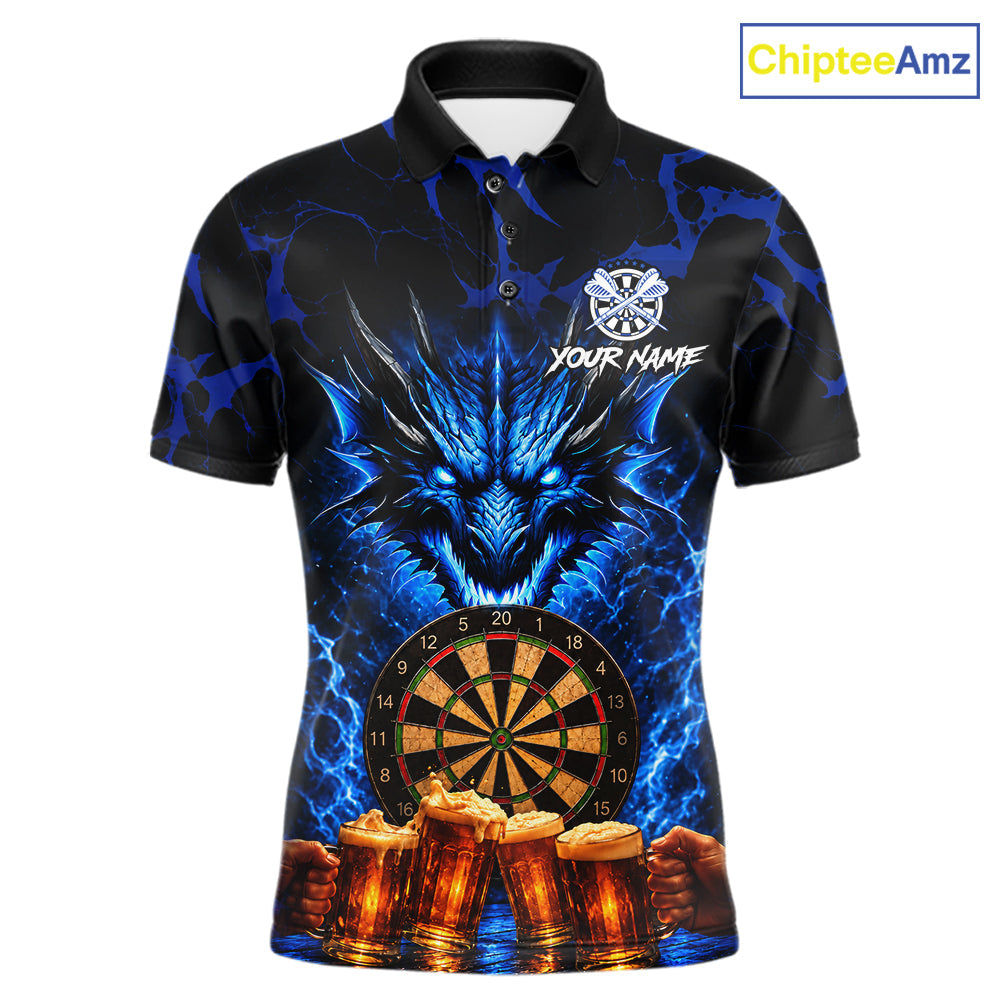 Black And Blue Personalized Dragon Beer Darts Shirts Custom Darts League Team Jersey
