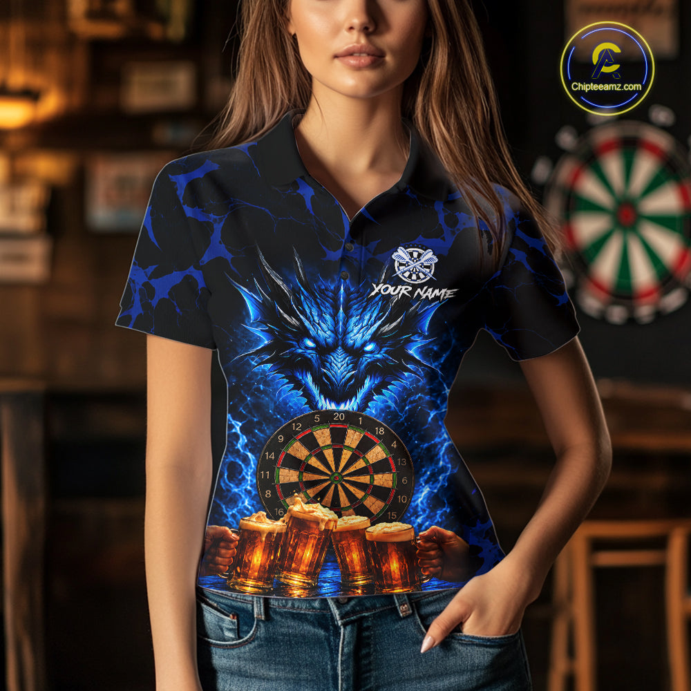 Black And Blue Personalized Dragon Beer Darts Shirts Custom Darts League Team Jersey