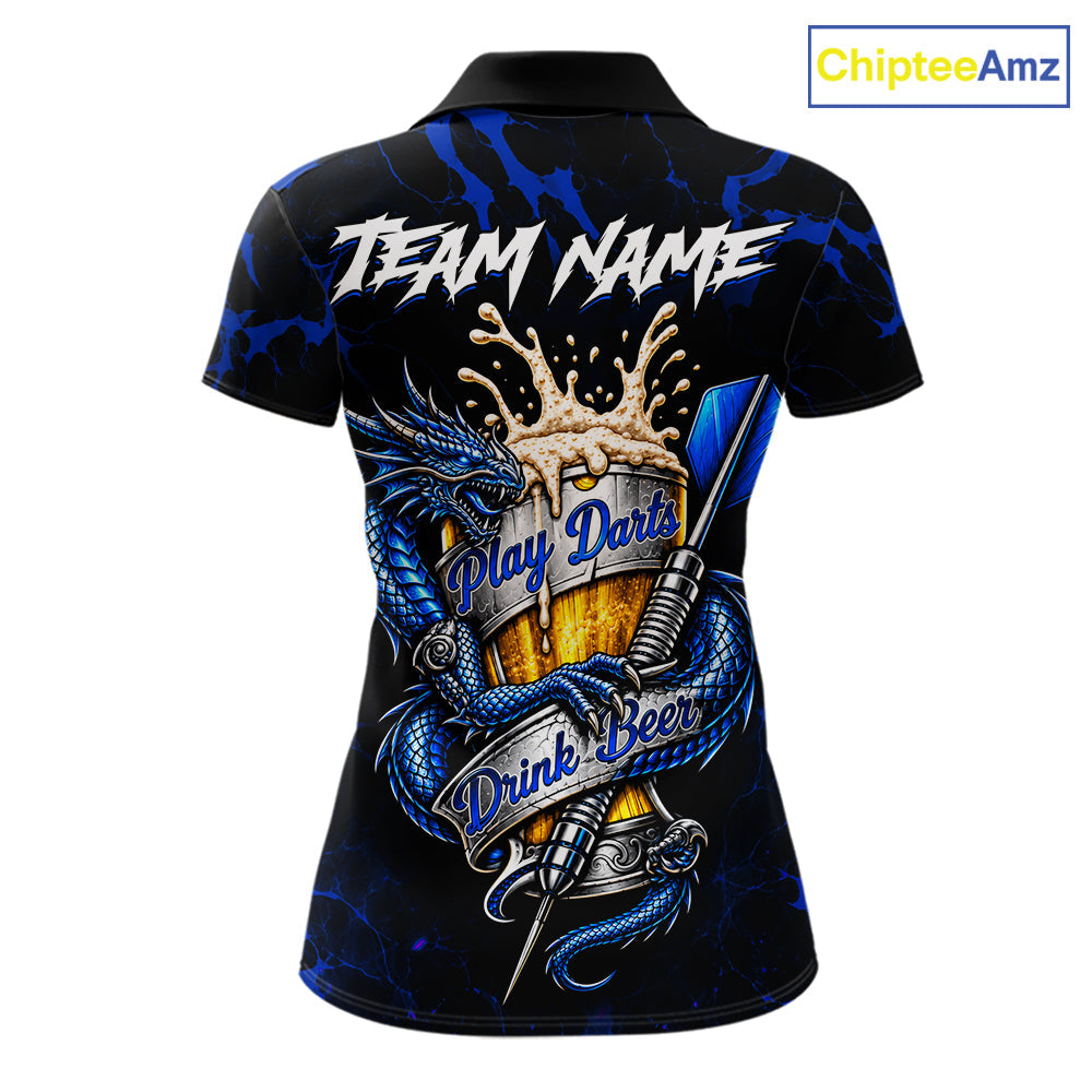 Black And Blue Personalized Dragon Beer Darts Shirts Custom Darts League Team Jersey