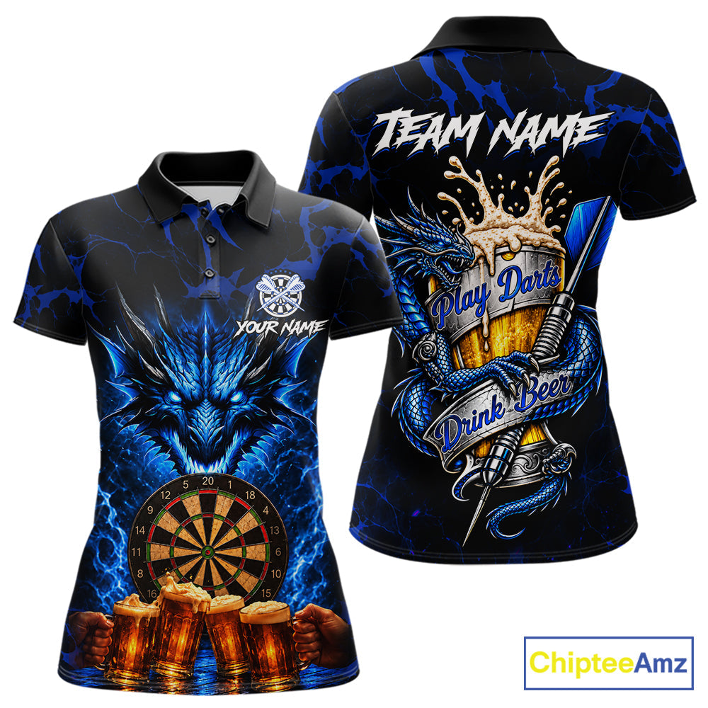 Black And Blue Personalized Dragon Beer Darts Shirts Custom Darts League Team Jersey