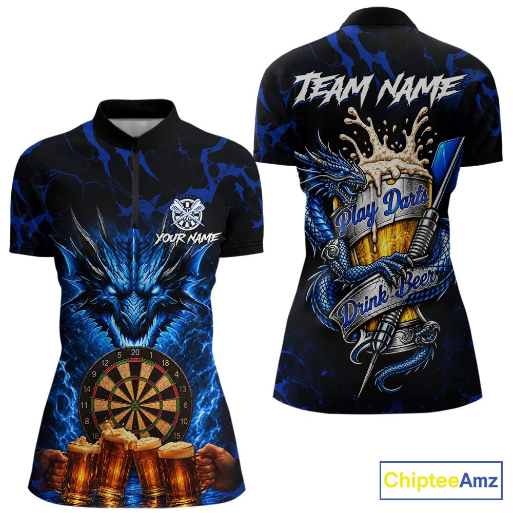 Black And Blue Personalized Dragon Beer Darts Shirts Custom Darts League Team Jersey