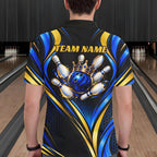 Black, Blue And Gold Custom Crown Bowling Shirts, Bowling Team Jersey Polo & 1/4 Zip