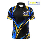 Black, Blue And Gold Custom Crown Bowling Shirts, Bowling Team Jersey Polo & 1/4 Zip