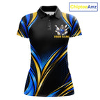 Black, Blue And Gold Custom Crown Bowling Shirts, Bowling Team Jersey Polo & 1/4 Zip