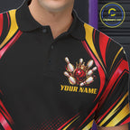 Black, Red And Gold Custom Crown Bowling Shirts, Bowling Team Jersey Polo & 1/4 Zip