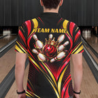 Black, Red And Gold Custom Crown Bowling Shirts, Bowling Team Jersey Polo & 1/4 Zip