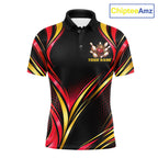 Black, Red And Gold Custom Crown Bowling Shirts, Bowling Team Jersey Polo & 1/4 Zip