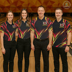 Black, Red And Gold Custom Crown Bowling Shirts, Bowling Team Jersey Polo & 1/4 Zip
