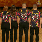 Black, Red And Gold Custom Crown Bowling Shirts, Bowling Team Jersey Polo & 1/4 Zip