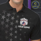 Personalized Black American Flag Bowling Jersey Custom Patriotic Bowling Team Shirts