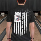 Personalized Black American Flag Bowling Jersey Custom Patriotic Bowling Team Shirts