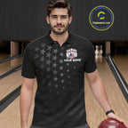 Personalized Black American Flag Bowling Jersey Custom Patriotic Bowling Team Shirts