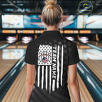 Personalized Black American Flag Bowling Jersey Custom Patriotic Bowling Team Shirts