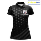 Personalized Black American Flag Bowling Jersey Custom Patriotic Bowling Team Shirts