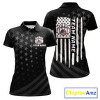 Personalized Black American Flag Bowling Jersey Custom Patriotic Bowling Team Shirts