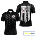 Personalized Black American Flag Bowling Jersey Custom Patriotic Bowling Team Shirts