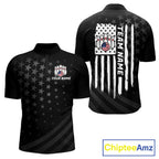 Personalized Black American Flag Bowling Jersey Custom Patriotic Bowling Team Shirts