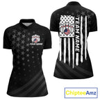 Personalized Black American Flag Bowling Jersey Custom Patriotic Bowling Team Shirts