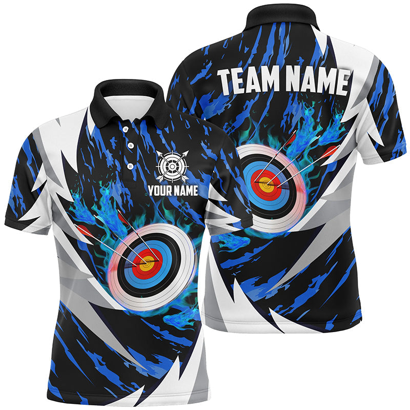 Personalized 3D Target Archery Thunder Pattern Polo Shirts, Archery Team Jerseys Shirts