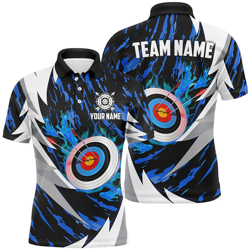 Personalized 3D Target Archery Thunder Pattern Polo Shirts, Archery Team Jerseys Shirts