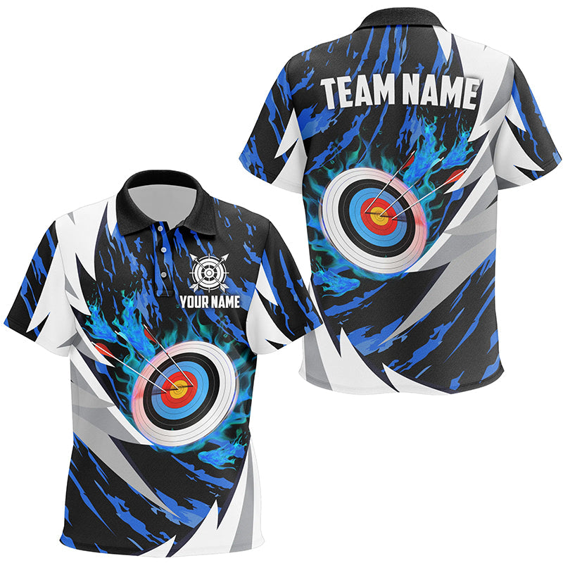 Personalized 3D Target Archery Thunder Pattern Polo Shirts, Archery Team Jerseys Shirts
