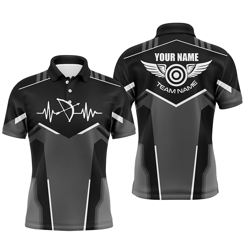 Personalized Funny Archery Heartbeat Polo Shirts Custom Name Archery Jersey