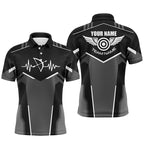Personalized Funny Archery Heartbeat Polo Shirts Custom Name Archery Jersey