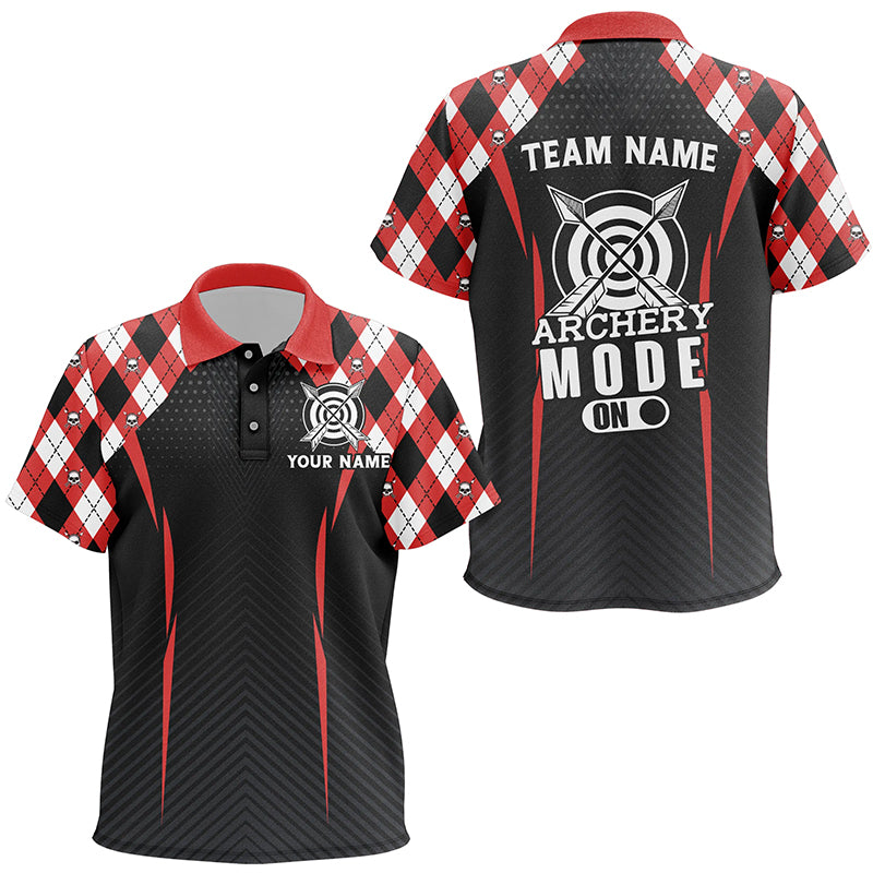 Funny Archery Mode On Argyle Pattern Customized Archery Polo Shirts, Archery Team Jersey