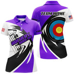 Personalized Purple Archery Jerseys Polo & Quarter-Zip Shirts Custom Archery Bow Shirts