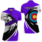 Personalized Purple Archery Jerseys Polo & Quarter-Zip Shirts Custom Archery Bow Shirts