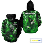 Green Grim Reaper Bowling Hoodie Shirt Custom Lightning Team Hoodie Bowling Jersey