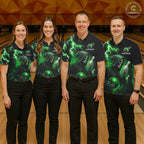 Green Grim Reaper Bowling Shirt Custom Lightning Team League Bowling Jersey Polo, 1/4 Zip