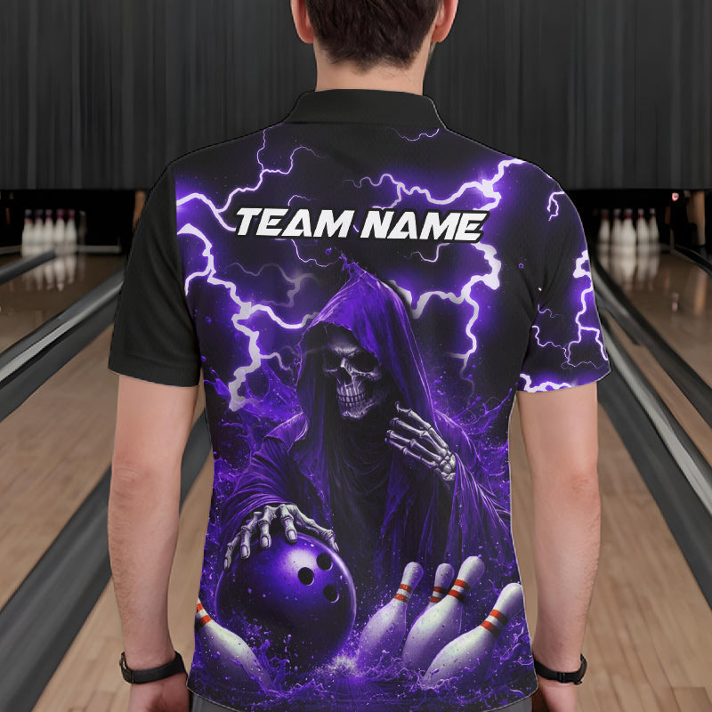 Purple Grim Reaper Bowling Shirt Custom Lightning Bowling Jersey Team Polo & 1/4 Zip