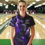 Purple Grim Reaper Bowling Shirt Custom Lightning Bowling Jersey Team Polo & 1/4 Zip