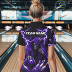Purple Grim Reaper Bowling Shirt Custom Lightning Bowling Jersey Team Polo & 1/4 Zip