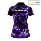 Purple Grim Reaper Bowling Shirt Custom Lightning Bowling Jersey Team Polo & 1/4 Zip