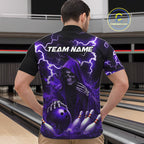 Purple Grim Reaper Bowling Shirt Custom Lightning Bowling Jersey Team Polo & 1/4 Zip