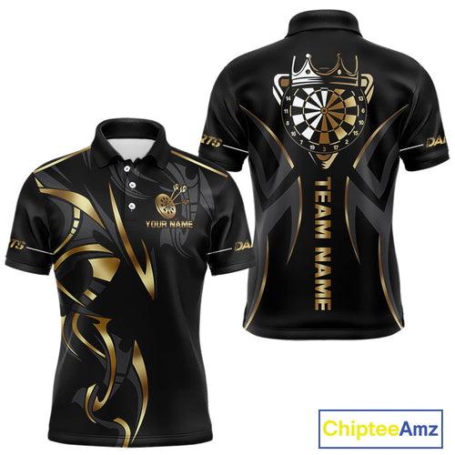 Black And Gold Dartboard Crown Dart Shirts Custom Dart Jersey Team Polo & Quarter Zip