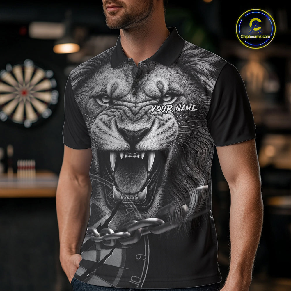 Personalized Snarling Lion Darts Polo & Quarter Zip Custom Dart Shirts, Dart Team Jersey