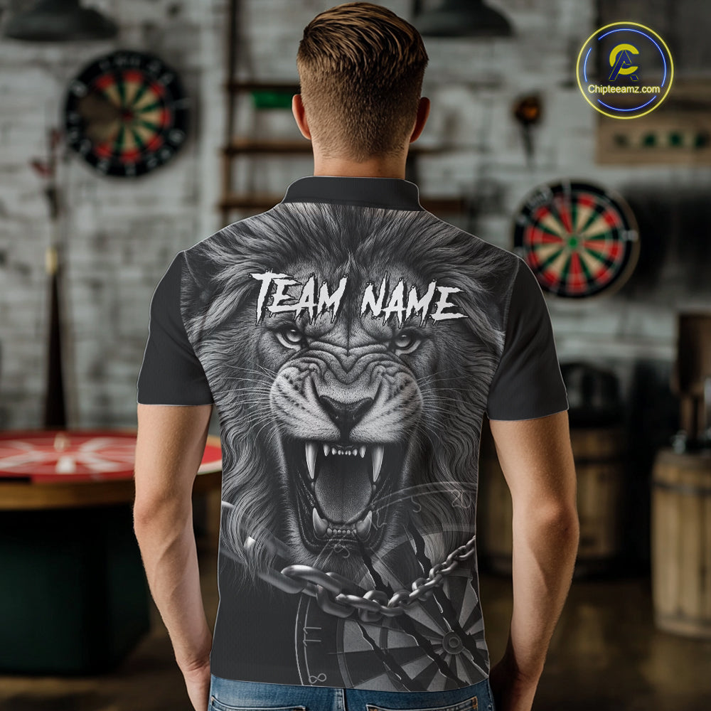 Personalized Snarling Lion Darts Polo & Quarter Zip Custom Dart Shirts, Dart Team Jersey