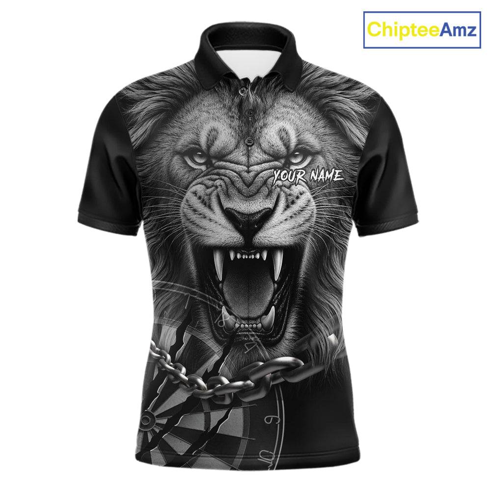 Personalized Snarling Lion Darts Polo & Quarter Zip Custom Dart Shirts, Dart Team Jersey