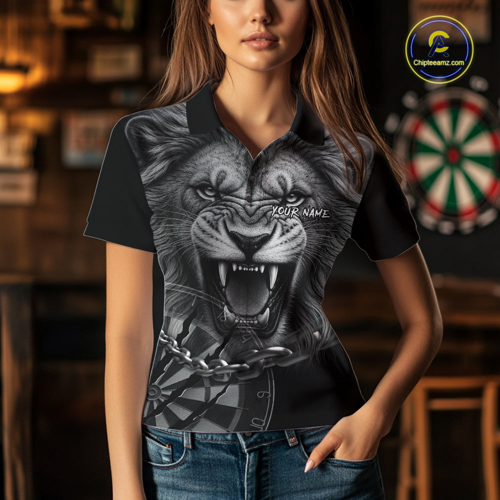 Personalized Snarling Lion Darts Polo & Quarter Zip Custom Dart Shirts, Dart Team Jersey