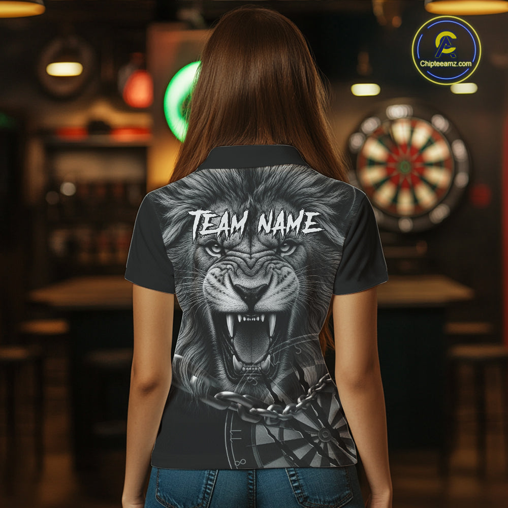 Personalized Snarling Lion Darts Polo & Quarter Zip Custom Dart Shirts, Dart Team Jersey