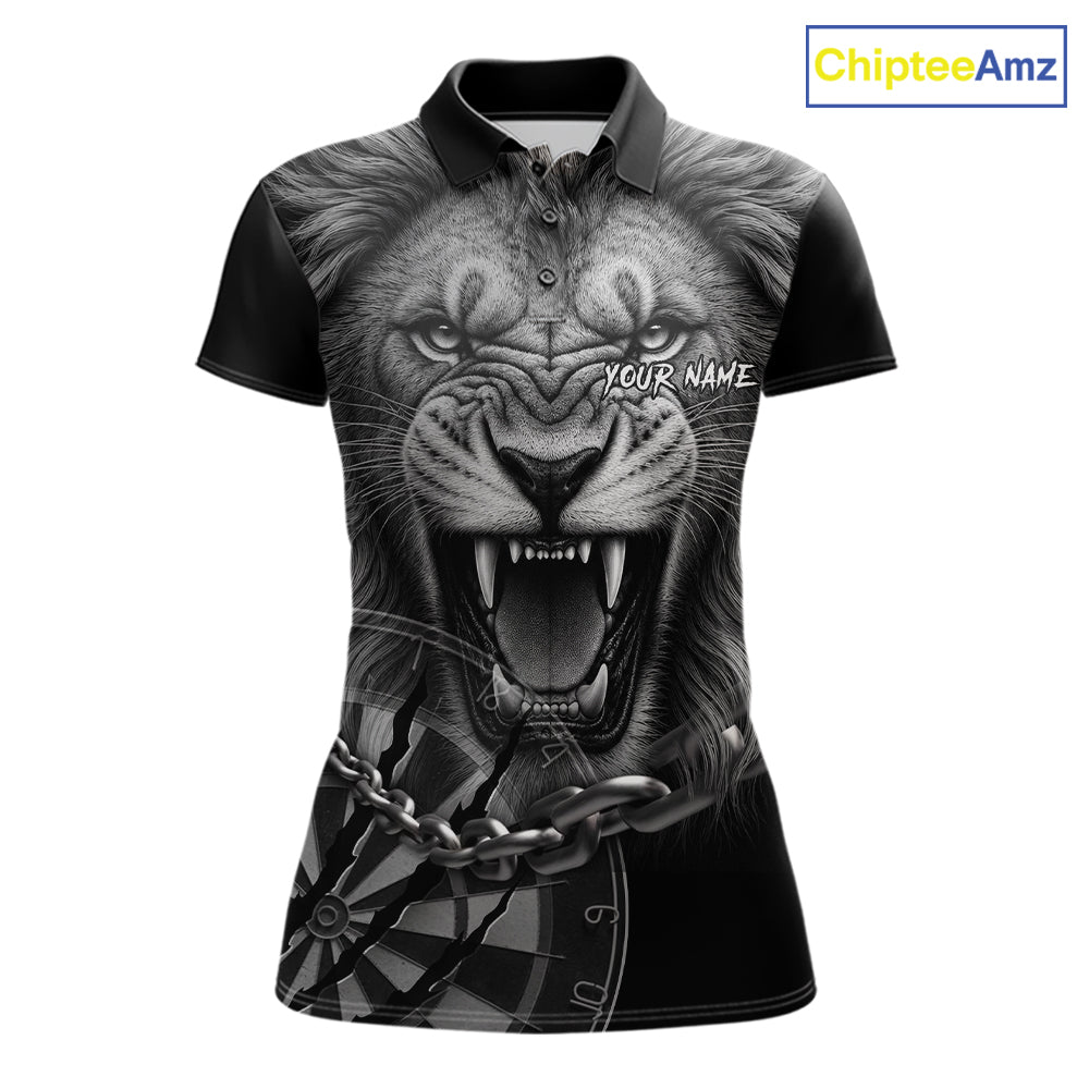 Personalized Snarling Lion Darts Polo & Quarter Zip Custom Dart Shirts, Dart Team Jersey