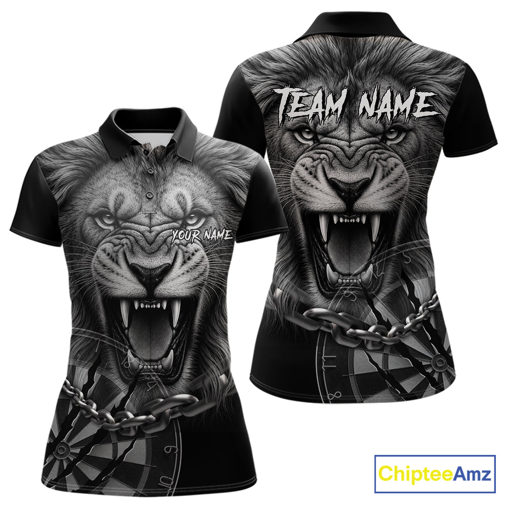 Personalized Snarling Lion Darts Polo & Quarter Zip Custom Dart Shirts, Dart Team Jersey