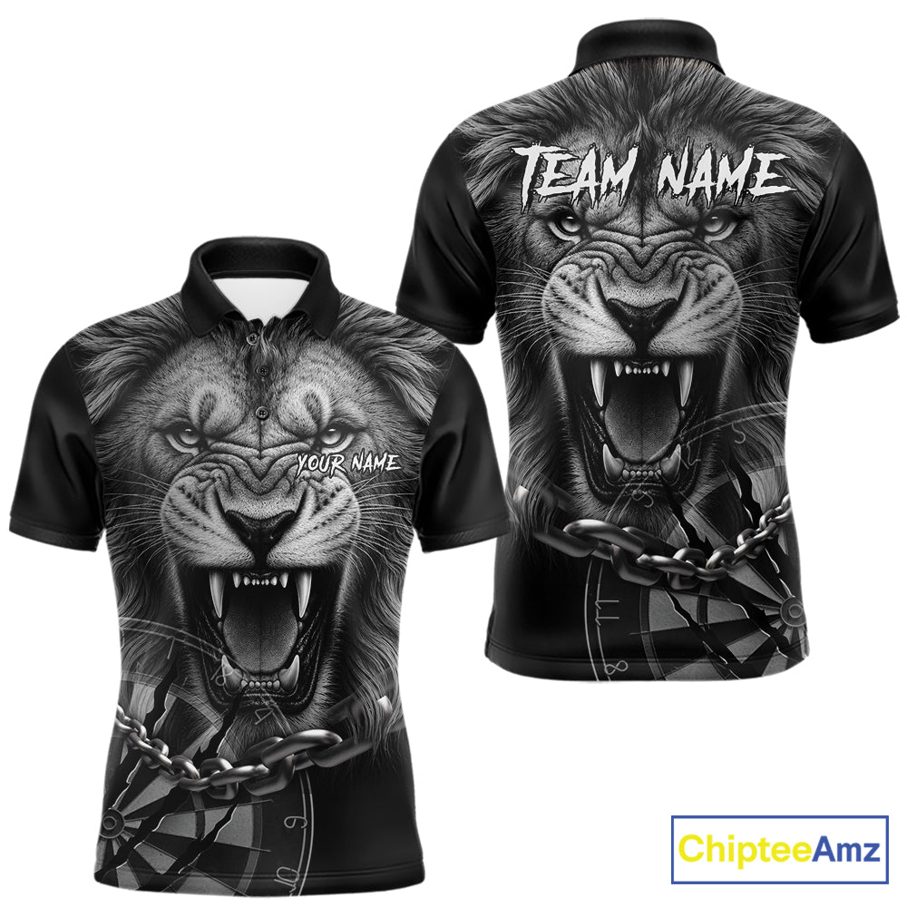 Personalized Snarling Lion Darts Polo & Quarter Zip Custom Dart Shirts, Dart Team Jersey