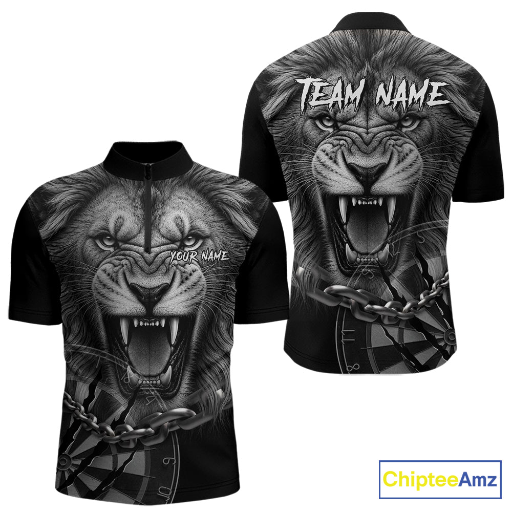 Personalized Snarling Lion Darts Polo & Quarter Zip Custom Dart Shirts, Dart Team Jersey
