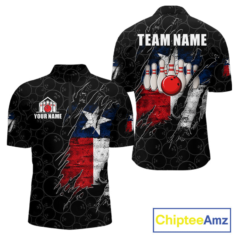 Personalized Vintage Texas Flag Bowling Shirts Custom Patriotic Bowling Team Jersey
